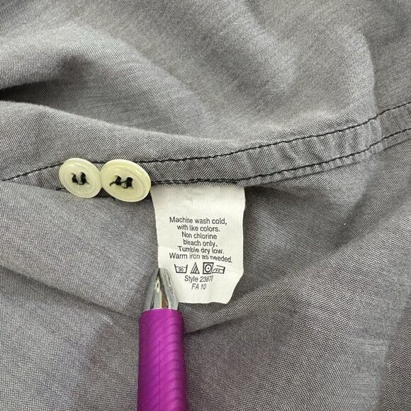 J. CREW The Perfect Shirt Button Down Gray Roll-Tab‎ Long Sleeve Shirt SZ Large - Picture 11 of 11
